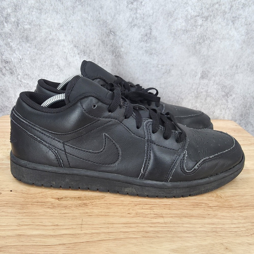 Air Jordan 1 Low Sneaker Mens 10 Triple Black Leather Retro 553558-093‎ Shoe